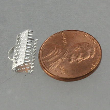 30 pcs Silver Plated 13mm - 1/2 inch Ribbon Clamps Connectors Clips End for Leather Charm Braid