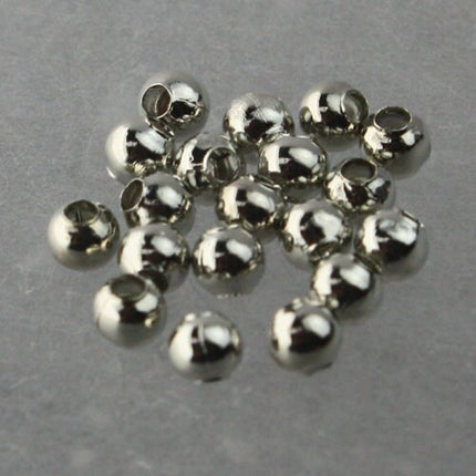 200 pcs of Rhodium Plated Round Spacer Beads - 3.2mm