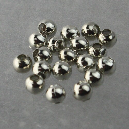 200 pcs of Rhodium Plated Round Spacer Beads - 3.2mm
