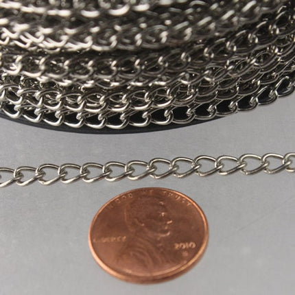 10 feet of Rhodium Plated curb chain Large Big Link Curb Chain - 4.9x3.7mm unsoldered link - 4937CU