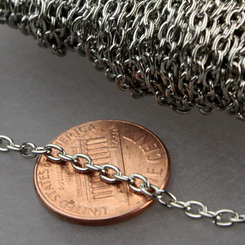 50 ft of Rhodium Finished Cable Chain - 3.8x2.7mm 0.7mm Unsoldered Link - 3827CA