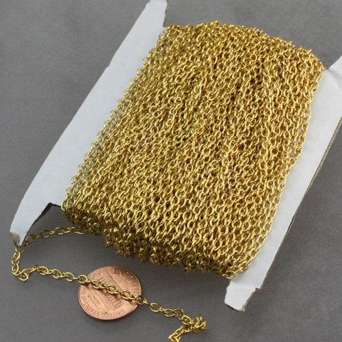 50 ft of Gold Finished Cable Chain - 3.8x2.7mm 0.7mm Unsoldered Link - 3827CA