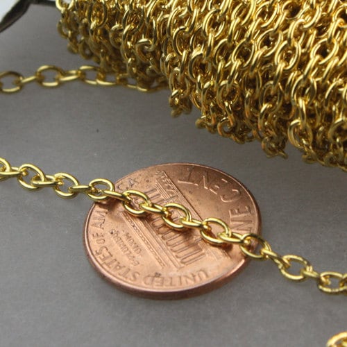 50 ft of Gold Finished Cable Chain - 3.8x2.7mm 0.7mm Unsoldered Link - 3827CA