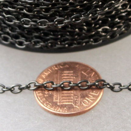 50 ft of Gunmetal Finished Cable Chain - 3.8x2.7mm 0.7mm Unsoldered Link - 3827CA