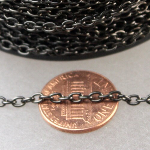 50 ft of Gunmetal Finished Cable Chain - 3.8x2.7mm 0.7mm Unsoldered Link - 3827CA