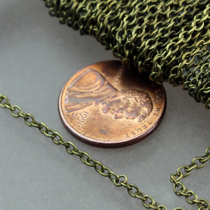 32 ft of Antiqued Brass (Dark) Round Soldered Chain Cable Chain - 2x2.5mm SOLDERED link - Necklace Wholesale 225S