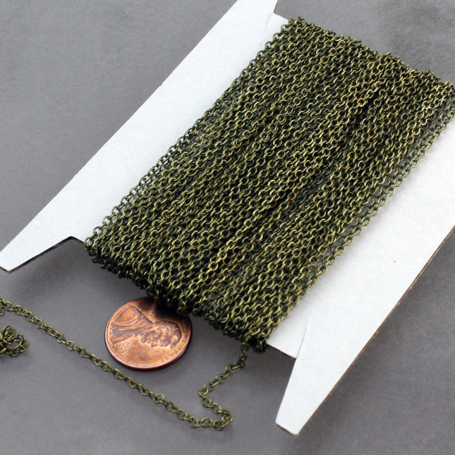 32 ft of Antiqued Brass (Dark) Round Soldered Chain Cable Chain - 2x2.5mm SOLDERED link - Necklace - 225S