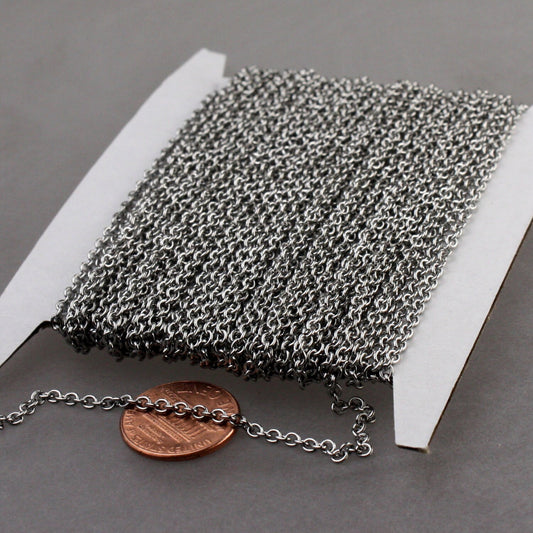 Stainless Steel chain bulk, 30 ft of Surgical Stainless Steel Medium Soldered Sturdy cable chain - 2.7x2.4mm SOLDERED Link