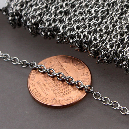 Stainless Steel chain bulk, 10 ft of Surgical Stainless Steel Medium Soldered Sturdy cable chain -  2x2.5mm 1.95mm width  SOLDERED Link
