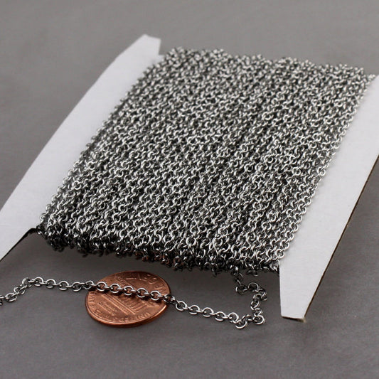 Stainless Steel chain bulk, 10 ft of Surgical Stainless Steel Medium Soldered Sturdy cable chain -  2x2.5mm 1.95mm width  SOLDERED Link