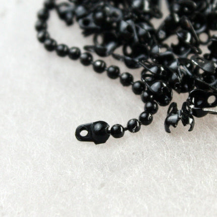 100pcs of Black finished ball chain connector for 1.5mm and 1.2mm chain (Crimp type) - BALLCON15