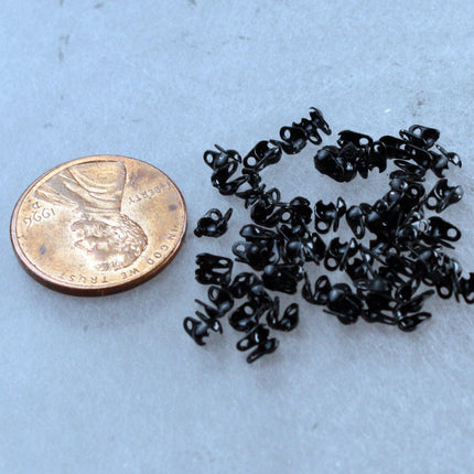 100pcs of Black finished ball chain connector for 1.5mm and 1.2mm chain (Crimp type) - BALLCON15