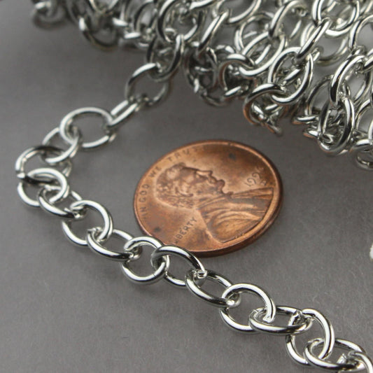 Chunky Fashion Chain 30 ft of Antiqued Silver Big Heavy Cable chain - 7.8x6.3mm 1.2mm unsoldered links - 7863CA