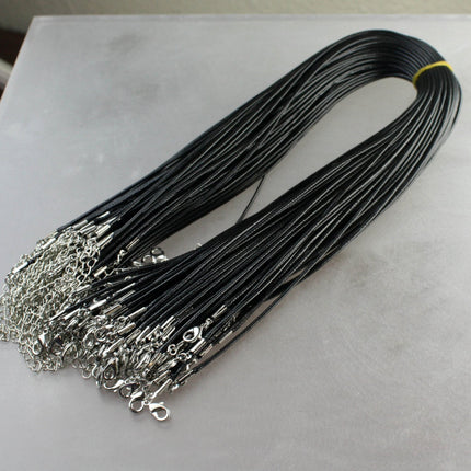 100 pcs 1.5mm 18-20 inch adjustable black compressed cotton quality necklace cord