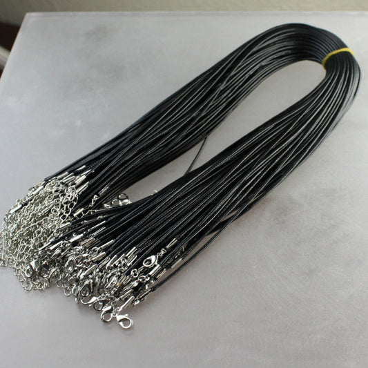100 pcs 1.5mm 18-20 inch adjustable black compressed cotton quality necklace cord