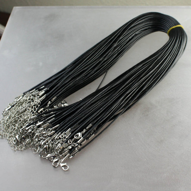 1/5/10/25/50/100pcs 1.5mm/2.0mm 18-20 inch adjustable compressed cotton quality necklace cord - BLACK