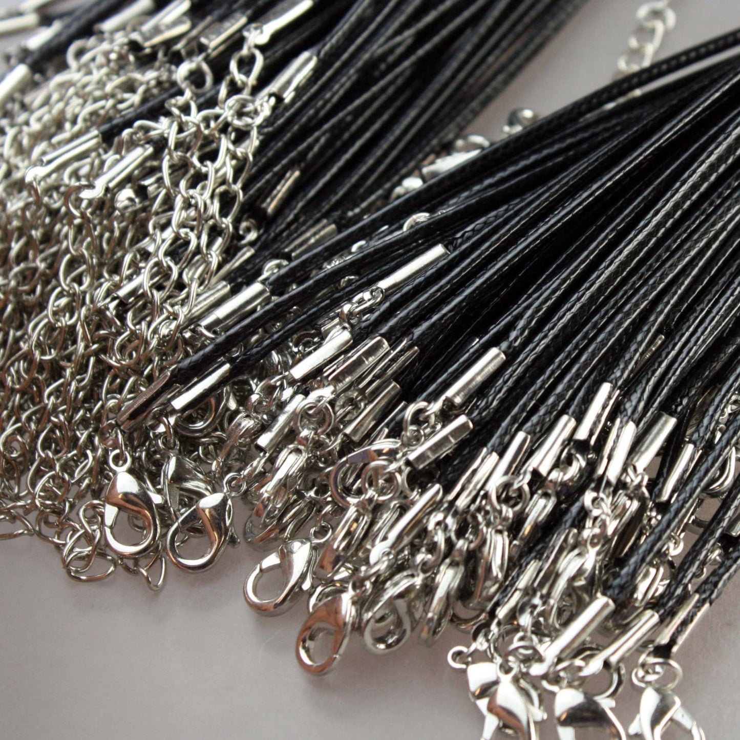 100 pcs 1.5mm 18-20 inch adjustable black compressed cotton quality necklace cord