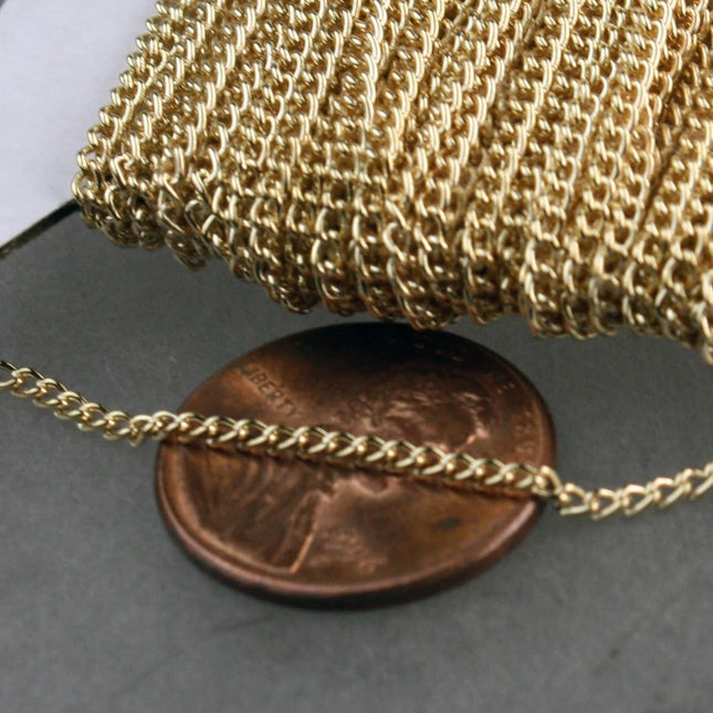 100 ft of Pinky Gold Champagne Gold curb chain 2.0mm - unsoldered Links - 22CURB