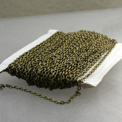 Antique Brass Chain, 6ft of Antique Brass Flat cable chain 3.7x2.7mm - Unsoldered Links - 3727F