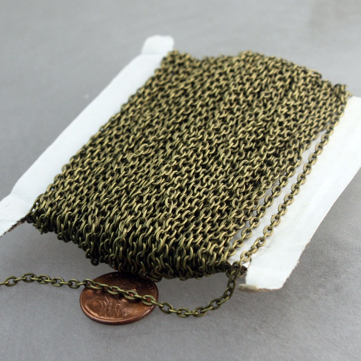 Antique Brass Chain, 6ft of Antique Brass Flat cable chain 3.7x2.7mm - Unsoldered Links - 3727F