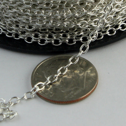 32 ft of Silver Plated Round SOLDERED Cable Chain - 2.6x2.1mm SOLDERED Link - 2621S