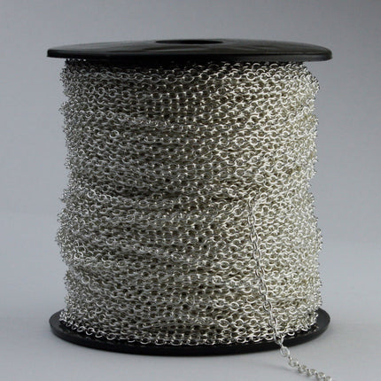 10  ft of Silver Plated Round SOLDERED Cable Chain - 2.6x2.1mm SOLDERED Link - 2621S