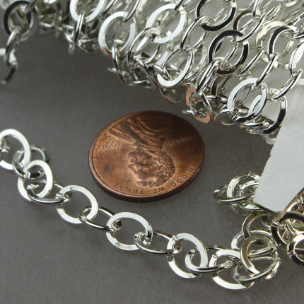 100 Silver Flat Chain Silver Plated Cable Chain BIG Fashion Chain - 7.8x6.0mm - Unsoldered Link - Bulk Chain Necklace Wholesale - 7860FL