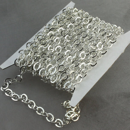 100 Silver Flat Chain Silver Plated Cable Chain BIG Fashion Chain - 7.8x6.0mm - Unsoldered Link - Bulk Chain Necklace Wholesale - 7860FL