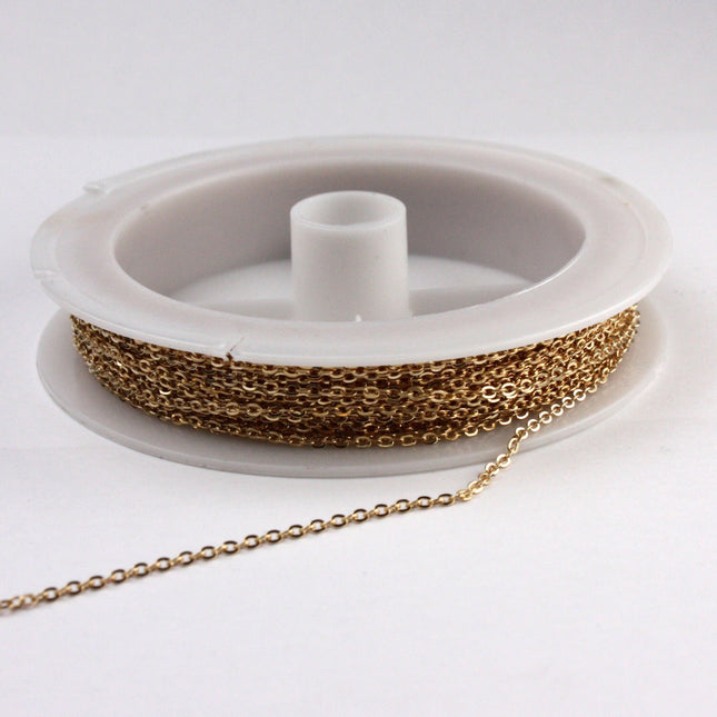 300 ft Pinky Gold Chain - 2.4x1.7mm SOLDER Cable Chain - Rose Gold Plated little Oval Flat Soldered Cable Chain - Bulk Wholesale  - 2417F