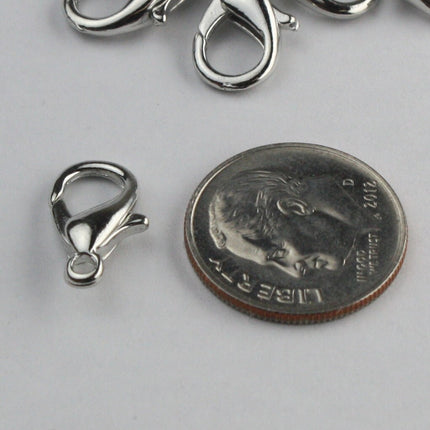 20 pcs of Rhodium Plated BIG lobster claw brass clasp 16x9mm - LOB16
