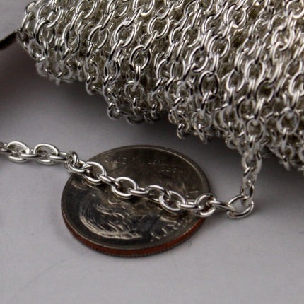 32 ft of Silver Plated Cable Chain - 3.8x2.7mm 0.7mm Unsoldered Link - 3827CA