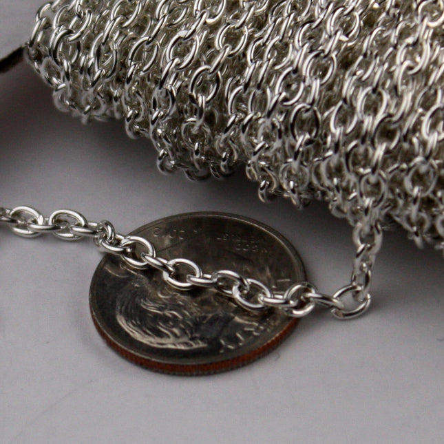 32 ft of Silver Plated Cable Chain - 3.8x2.7mm 0.7mm Unsoldered Link - 3827CA