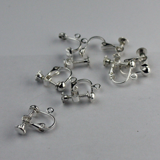 10pcs Screw Back Earring Clips - Sterling Silver Plated - 18x14mm
