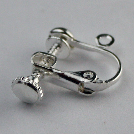 10pcs Screw Back Earring Clips - Sterling Silver Plated - 18x14mm