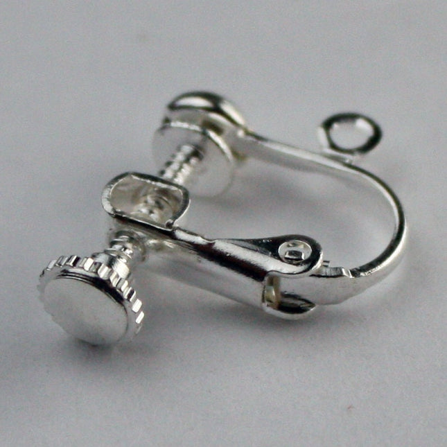 10pcs Screw Back Earring Clips - Sterling Silver Plated - 18x14mm