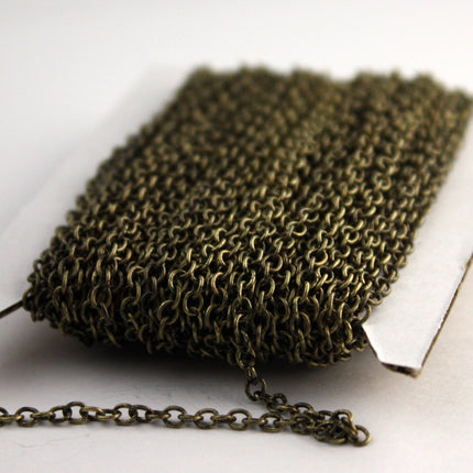 32 ft spool of VINTAGE Style Antique Brass Finished Round Soldered Cable Chain - 3.4x3.0mm SOLDERED Link - 3430S