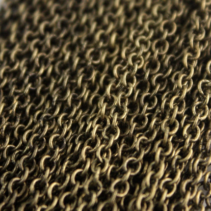 32 ft spool of VINTAGE Style Antique Brass Finished Round Soldered Cable Chain - 3.4x3.0mm SOLDERED Link - 3430S