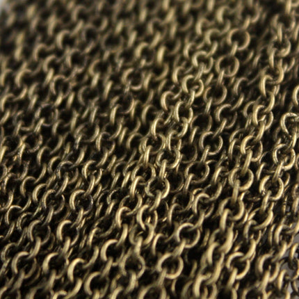 Sample 3 ft spool of VINTAGE Style Antique Brass Finished Round Soldered Cable Chain - 3.4x3.0mm SOLDERED Link - 3430S