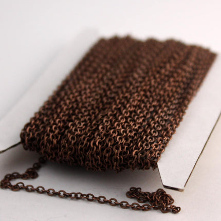 Antique Copper Flat Chain Bulk, 32 feet Flat Cable Chain - 3x1.7mm SOLDERED - Necklace Bracelet DIY Wholesale Bulk Chain 317F