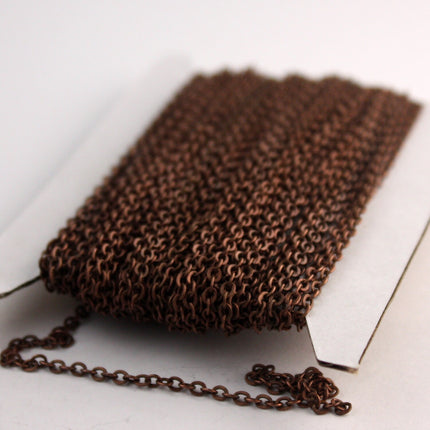 32 feet of Antiqued Copper Plated SOLDERED Flat Cable chain - 3x2.7mm Solder Link Sturdy Chain -  327SF