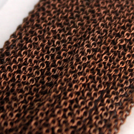 Antique Copper Flat Chain Bulk, 32 feet Flat Cable Chain - 3x1.7mm SOLDERED - Necklace Bracelet DIY Wholesale Bulk Chain 317F