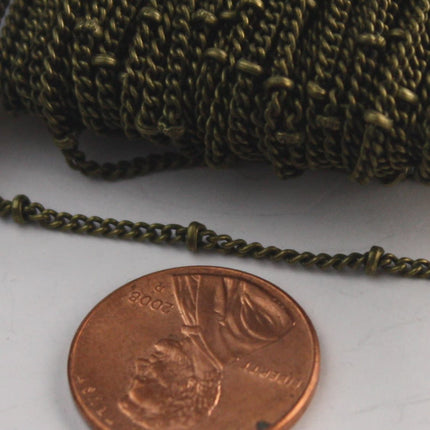 Antique Brass Chain, 3 ft spool of Antique Bronze SOLDERED BALL Curb Chain - 1.6mm Link - with   Jumpring(10pcs) and Lobster (2pcs) - 1.6SAT
