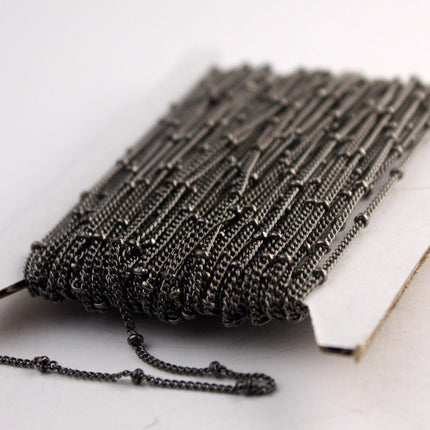 Sample 3 ft spool of Gunmetal Plated SOLDERED Curb Ball Chain - 1.6mm SOLDERED Link - with Matching Jumpring(10pcs) and Lobster (2pcs)