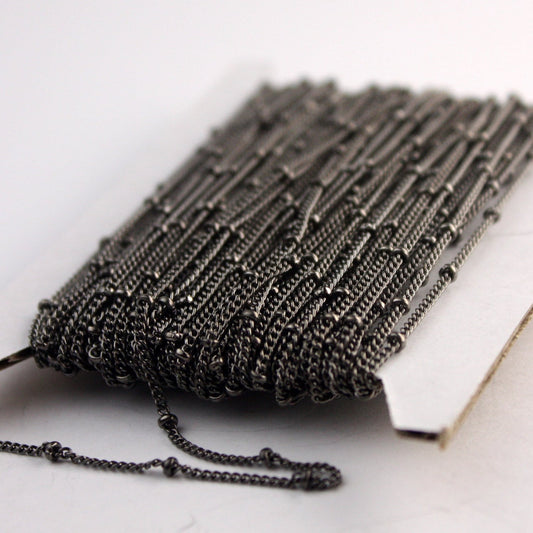 10 ft spool of Gunmetal Tiny curb BALL chain - 1.6mm soldered link - Ship from USA - 1.6SAT