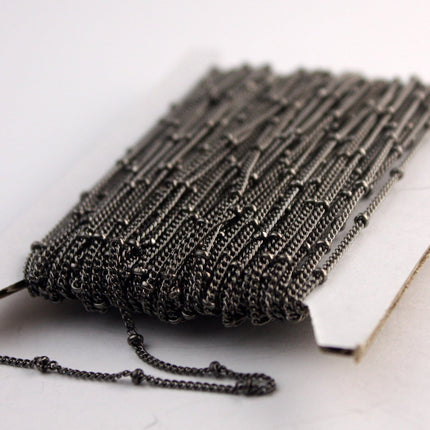 Wholesale Lot 300 ft spool Gunmetal BALL Soldered Curb Chain - 1.6mm - Tiny Satellite Solder Curb Chain - Free   Jumpring (100pcs) - 1.6SAT