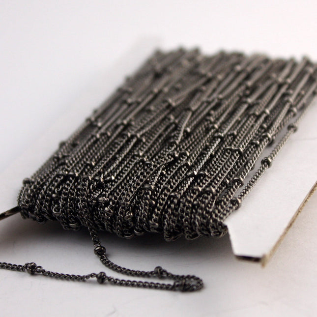 Wholesale Lot 300 ft spool Gunmetal BALL Soldered Curb Chain - 1.6mm - Tiny Satellite Solder Curb Chain - Free   Jumpring (100pcs) - 1.6SAT