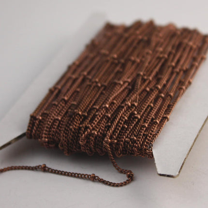100 ft Antique Copper BALL Solder Curb Chain - 1.6mm - Tiny Satellite Solder Curb Chain - Free   Jumpring (100pcs) - 1.6SAT