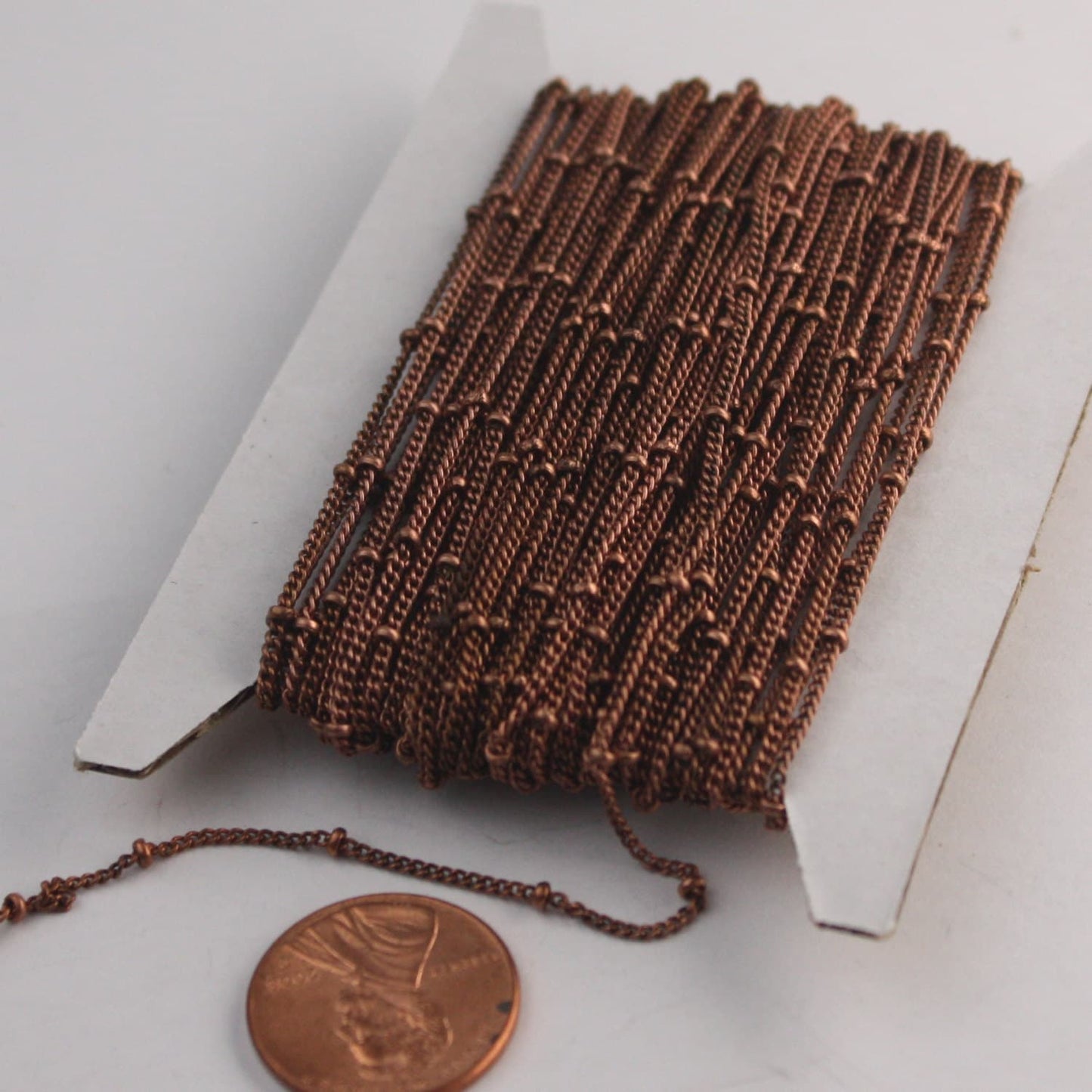 Sample 3 ft spool of Antique Copper Plated SOLDERED BALL Curb Chain - 1.6mm Link - with   Jumpring(10pcs) and Lobster (2pcs) - 1.6SAT