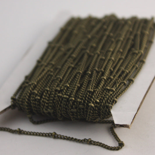 32 ft Antique Bronze Brass BALL Solder Curb Chain - 1.6mm - Tiny Satellite Solder Curb Chain - Free   Jumpring (50pcs) - from USA - 1.6SAT