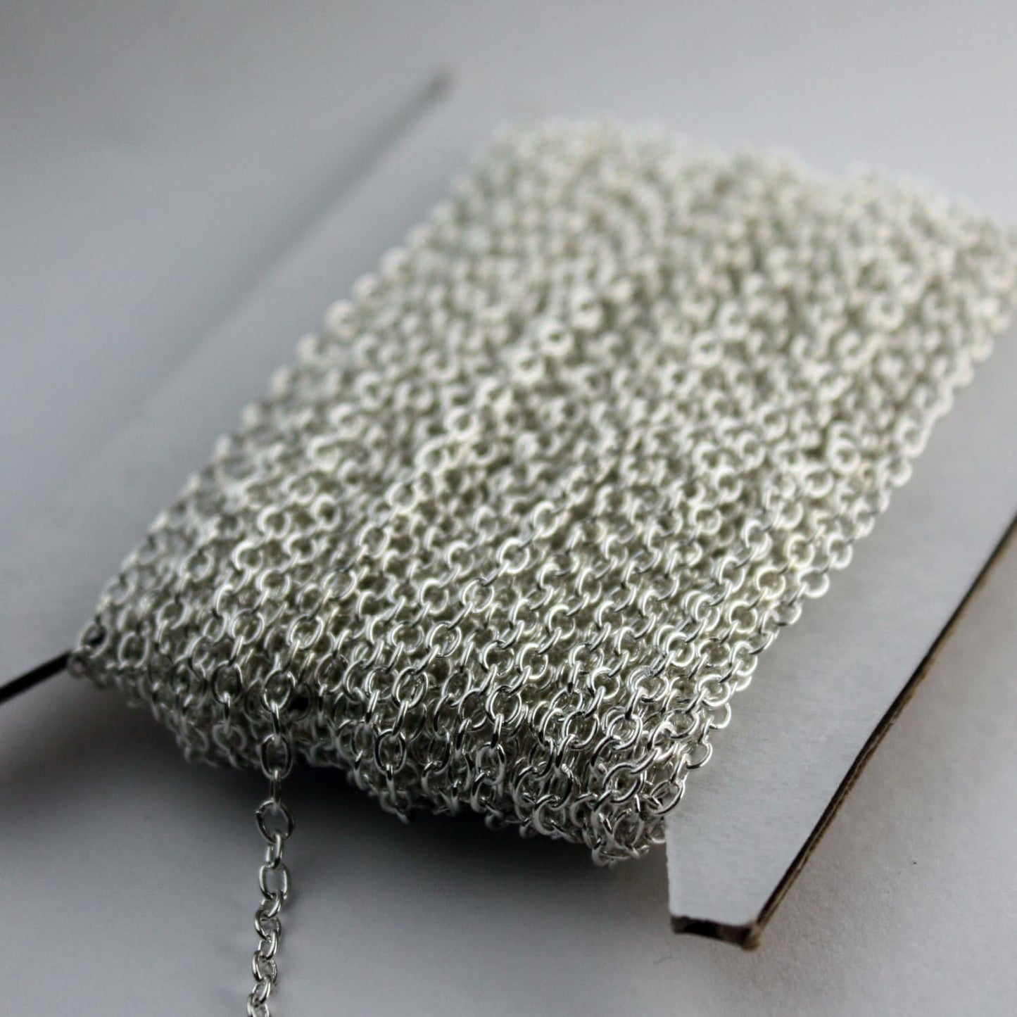 NEW New 32 ft of Silver Plated Round SOLDERED Cable Chain - 2.6x2.1mm SOLDERED Link - 2621S